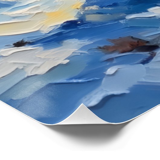 Nostalgic Happy Snowman with Bluebird Winter Scene Perfect Poster (Hoek)