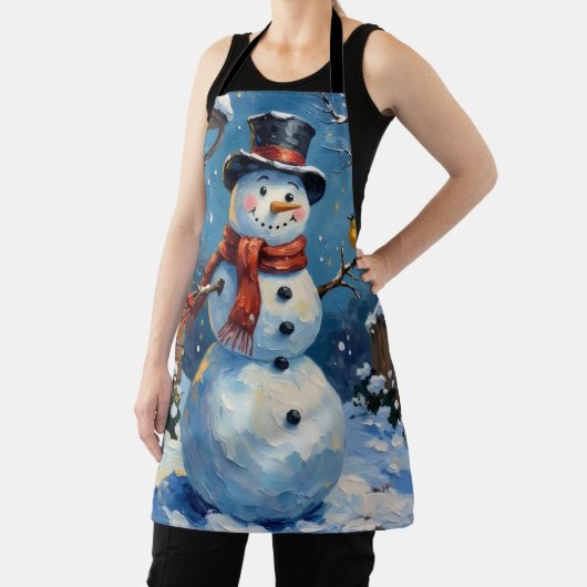 Nostalgic Happy Snowman with Bluebird Winter Scene Schort (Insitu)