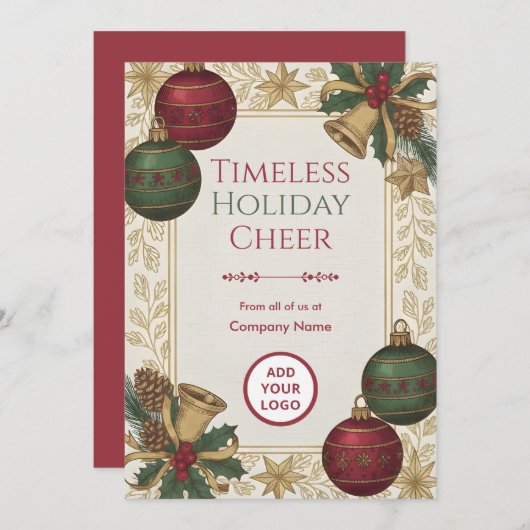 Nostalgic Heirloom Holiday Client Logo Ready Pack Feestdagenkaart (Voorkant / Achterkant)