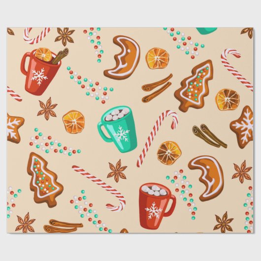 Nostalgic Holiday Cheer, Cookies, Cocoa, Candy Can Cadeaupapier (Vlak)