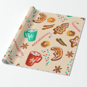 Nostalgic Holiday Cheer, Cookies, Cocoa, Candy Can Cadeaupapier (Uitgerold)