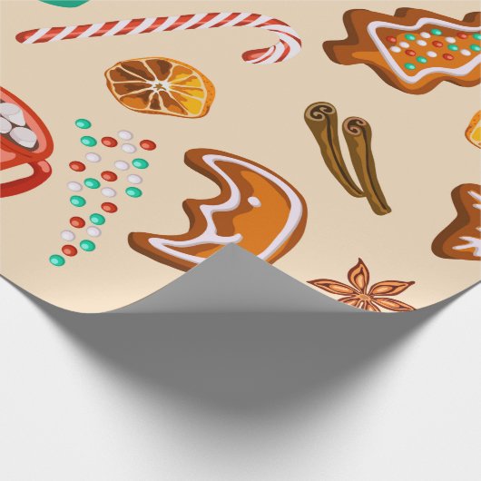 Nostalgic Holiday Cheer, Cookies, Cocoa, Candy Can Cadeaupapier (Hoek)