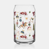 Nostalgic Holiday Toys Watercolor Christmas Design Blikvorm Glas (Voorkant)