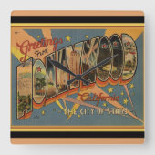 Nostalgic Hollywood Vierkante Klok (Voorkant)