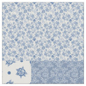 Nostalgic Indigo Blue Faux Patchwork Fabric Stof (Close Up)
