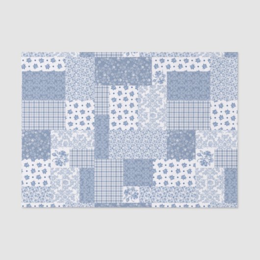 Nostalgic Indigo Faux Patchwork-document Tissuepapier (Voorkant)