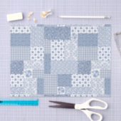 Nostalgic Indigo Faux Patchwork-document Tissuepapier (Craft)