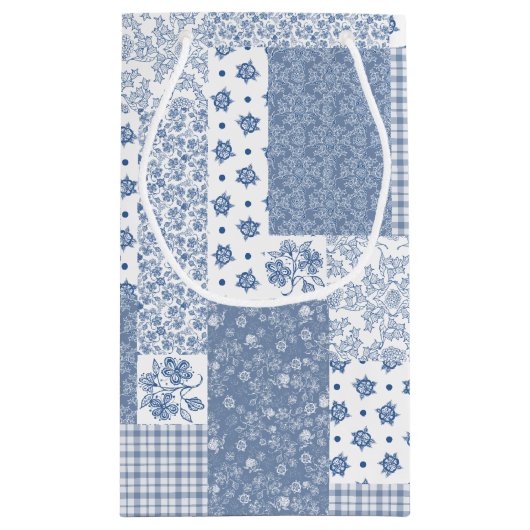 Nostalgic Indigo Faux Patchwork Small Gift Bag Klein Cadeauzakje (Achterkant)