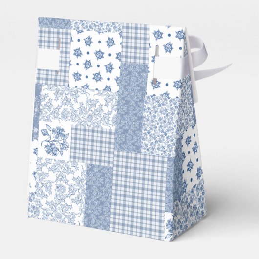 Nostalgic Indigo Faux Patchwork Tent Favor Box Bedankdoosjes (Achterkant)
