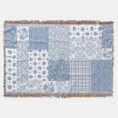 Nostalgic Indigo Faux Patchwork Throw Blanket Deken (Voorkant)