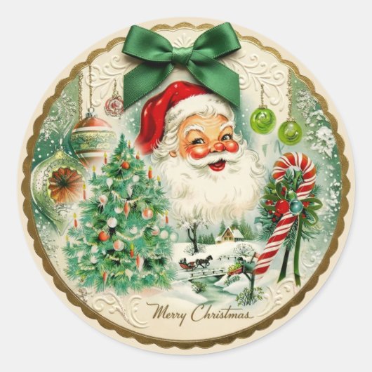 Nostalgic Kitschmas Ronde Sticker (Voorkant)