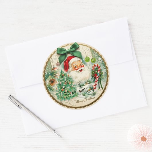 Nostalgic Kitschmas  Ronde Sticker (Envelop)