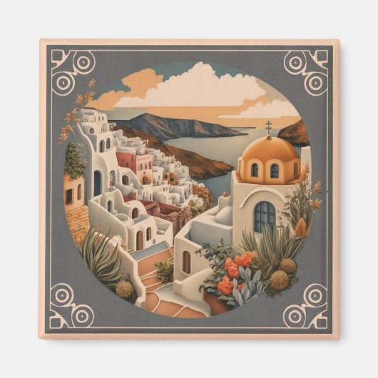 Nostalgic Love for Oia Village Magneet (Voorkant)