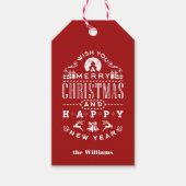 Nostalgic Merry kerst RED-typografie Cadeaulabel (Voorkant)