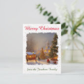 Nostalgic Merry kerstbomen Village Square Feestdagenkaart (Staand voorkant)