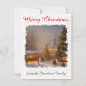 Nostalgic Merry kerstbomen Village Square Feestdagenkaart (Voorkant)