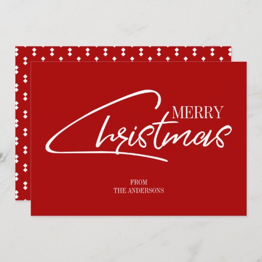 Nostalgic Merry Kerstmis Script Holiday Kaart (Voorkant / Achterkant)