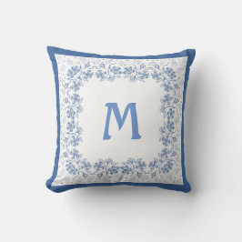 Nostalgic Monogram Indigo Floral Border Kussen