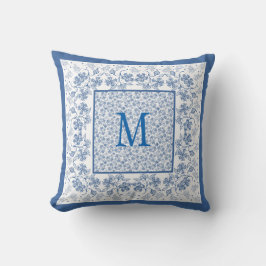 Nostalgic Monogram Indigo Floral Border Kussen