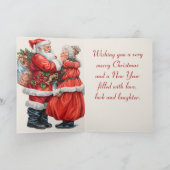 Nostalgic Mr and Mrs Claus Festive Christmas Coupl Kaart (Binnen)