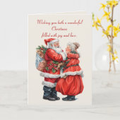 Nostalgic Mr and Mrs Claus Festive Christmas Coupl Kaart (Gele Bloem)