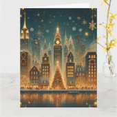 Nostalgic New York Christmas - Iconic Holiday Kaart (Gele Bloem)