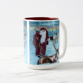 Nostalgic Painted Santa and Reindeer 15 oz. Mug  Tweekleurige Koffiemok (Voorkant rechts)