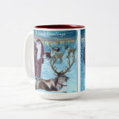 Nostalgic Painted Santa and Reindeer 15 oz. Mug  Tweekleurige Koffiemok (Voorkant links)