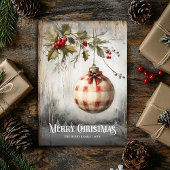 Nostalgic retro watercolor red white Christmas  Feestdagenkaart