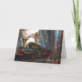 Nostalgic Romantic Victorian Christmas Train Feestdagen Kaart (Voorkant)