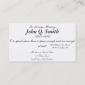 Nostalgic Truck Driver Funeral Memorial Card Visitekaartje (Achterkant)