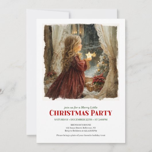 Nostalgic Victorian Little Girl Awaiting Santa Kaart (Voorkant)