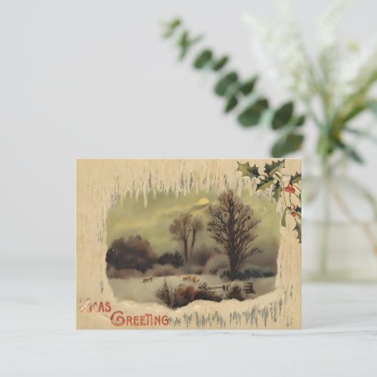 Nostalgic Victorian Winter Night Briefkaart (Staand voorkant)