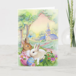 Nostalgic, vintage Easter bunnies Feestdagen Kaart