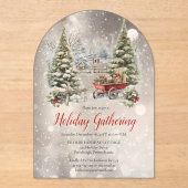 Nostalgic Vintage Holiday Tree Christmas Gathering Acryl Uitnodigingen (Voorkant)