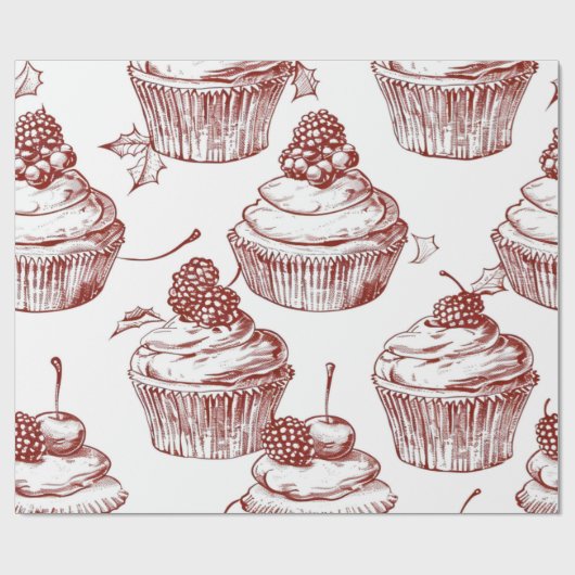 Nostalgic Vintage Red Christmas Cadeaupapier (Vlak)