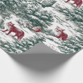 Nostalgic Vintage Red Green woodland Animals Cadeaupapier (Hoek)