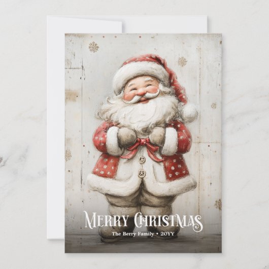 Nostalgic Watercolor Red White Christmas Santa  Feestdagenkaart (Voorkant)