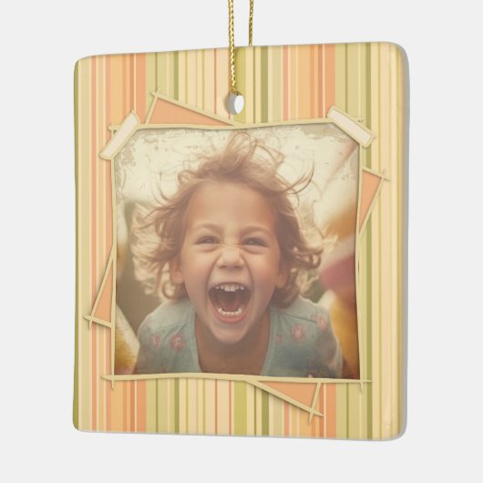 Nostalgie. Grunge foto-effect Sjabloon Keramisch Ornament (Links)