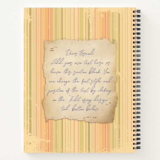 Nostalgie. Grunge foto-effect Sjabloon  Notitieboek (Achterkant)