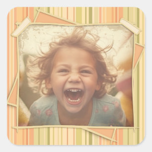 Nostalgie. Grunge foto-effect Sjabloon Vierkante Sticker