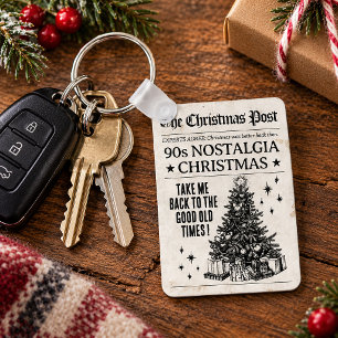 Nostalgie Kerstsleutelhanger, Oude Krant Sleutelhanger