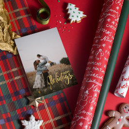 Nostalgie Losgelaten: Retro Kerstsfeer Tartan Feestdagenkaart
