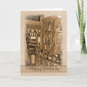 , nostalgie, Retro Birthday-kaart - oude winkel Kaart
