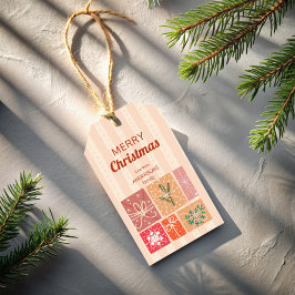 Nostalgie retro Kerstmis gestript gepersonaliseerd Cadeaulabel