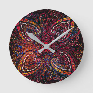 Nostalgie Roodtinten Paisley Motief Ronde Klok