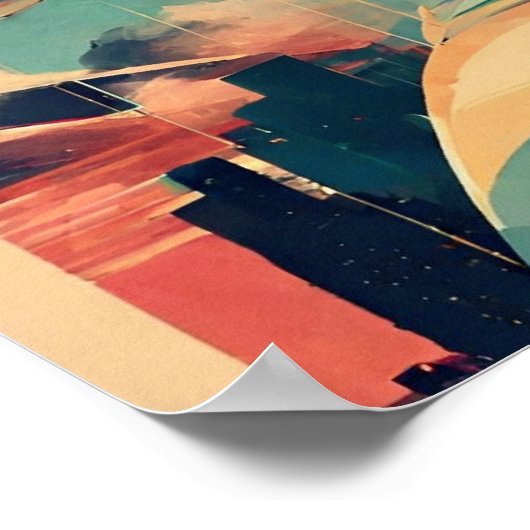 Nostalgie Twist Futurisme Vrouw Poster (Hoek)