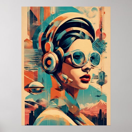 Nostalgie Twist Futurisme Vrouw Poster (Voorkant)