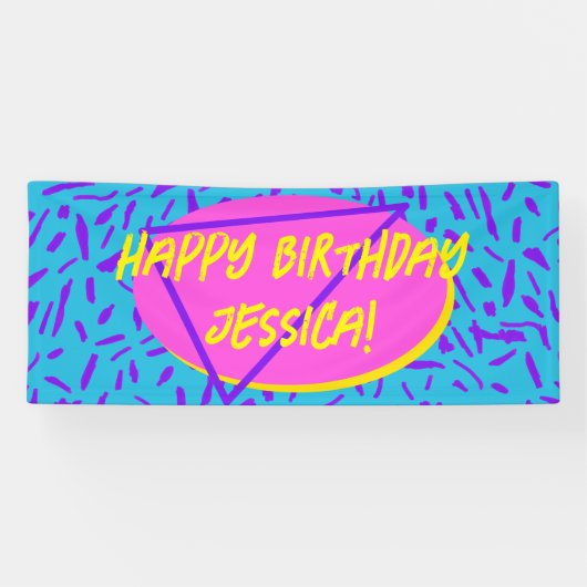Nostalgisch 90's 'Birthday Banner' Spandoek (Horizontaal)