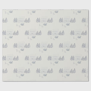 Nostalgisch Blauw Kerstfeest Cadeaupapier